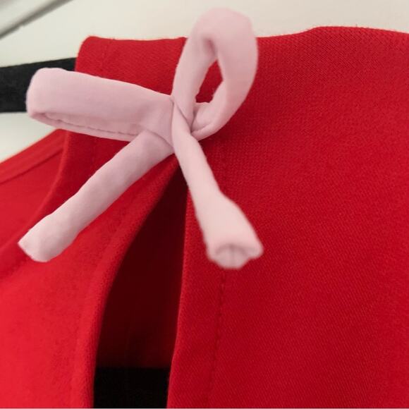 Red Mini Dress with White Bow Accents Size Small - Picture 6 of 9